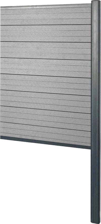 WPC privacyscherm Sarthe, schutting windscherm, aluminium paal voor plaatsing in beton ~ Verlengelement smal, 95cm grijs