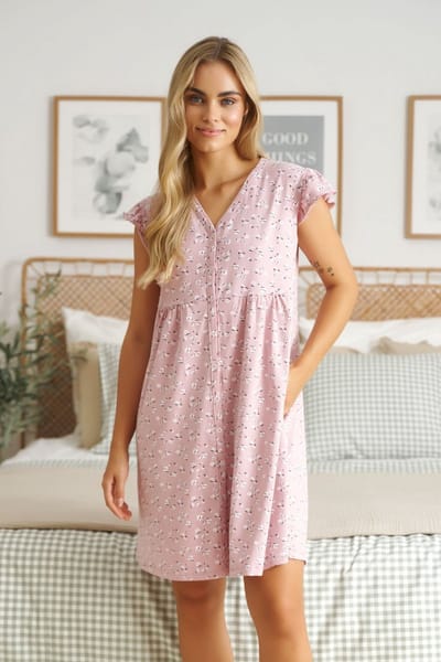 Doctor Nap Nachthemd Dames | Nachtjapon Dames | Zwangerschap Borstvoeding Nachtkleding | Bevallingsjurk | Daisy Flowers TCB.5327 38 / M