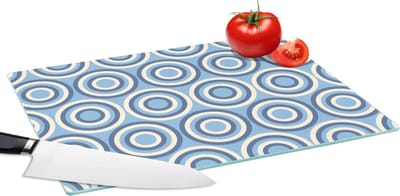 Glazen Snijplank - 39x28 - Cirkel - Blauw - Patroon - Snijplanken Glas