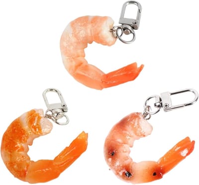 Sleutelhangers garnalenvorm, grappig en creatief, ornamenten voor tas, set van 3, oranje, modern ontwerp.