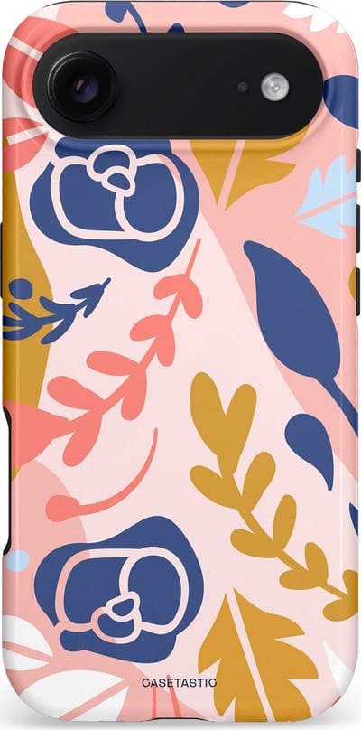 Casetastic hoesje geschikt voor Apple iPhone Air - MagSafe - Dubbellaagse bescherming - Roze Bladeren - Fashion Case - Lichtroze Wit Goud Perzik
