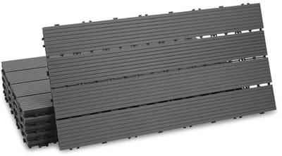 24 Stuks WPC Terrastegels 30x60 cm voor Tuin en Balkon - Kliksysteem, Waterdicht, Antraciet