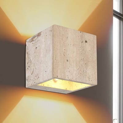 Globo LED wandlamp Rojas, beige, breedte 12 cm, steen