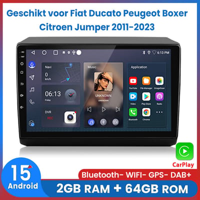 Awesafe Autoradio - Geschikt Voor Fiat Ducato Peugeot Boxer Citroen Jumper 2011 t/m 2023 - Draadloos Carplay & Android Auto - Android 15.0 - RAM 2GB + ROM 64GB - Touchscreen - GPS Navigatiesysteem - 2012 2013 2014 2015 2016 2017 2018 2019 2020 2021