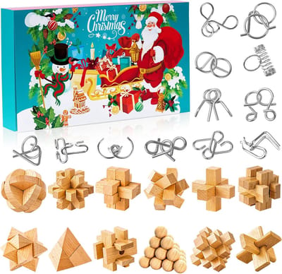 Adventskalender Kinderen 2025 - 24 Dagen Kerstkalender met Puzzels en Cadeaus voor Tieners en Volwassenen