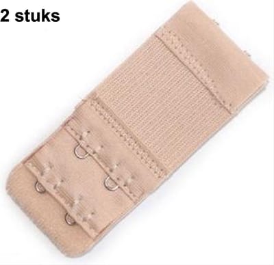CHPN - CHPN - Verlengstukje voor BH - 2-Pack - BH verlengstuk - 2 Haaks - Verlengstuk - BH breder maken - BH verbreden - Elastiek - Beige