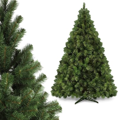 KADAX Alpentanne 220, kerstboom, kunstkerstboom van pvc, dennenboom met standaard, kerstversiering, kunstboom, boom met 435 takken (kerstboom 220 cm)