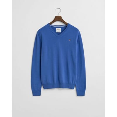 Gant Trui Superfijne Lamswol V-Hals Perfect Blue / male