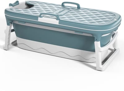 Simple Fix XL Opvouwbaar Bad 157 cm - Zitbad ook geschikt als IJsbad - Ligbad voor Volwassenen & Kinderen - Inklapbaar - Capaciteit 270L - Extra lang - Blauw