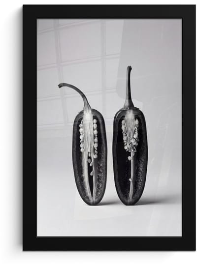 Poster in lijst - Fotolijst 20x30 cm - Posters - Pepers - Zwart - Wit - Zaadlijsten - Posterlijst zwart - Decoratie - Wanddecoratie woonkamer - Muurdecoratie slaapkamer