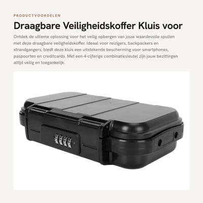 Dailygoods- Veiligheidskoffer 4-cijferige Combinatieslot - Draagbare Kluis - Geldkluis - Smartphone/Paspoort/Documenten - Hoge Beveiliging met 10.000 Combinaties