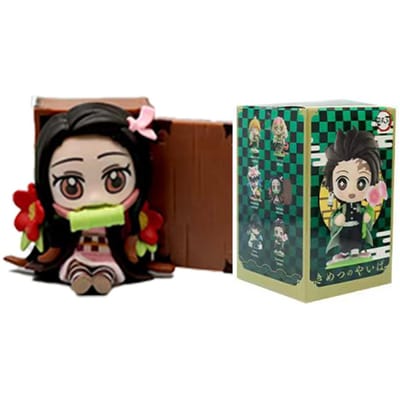 Duurzaam @Demon Slayer Tanjiro Kamado Nezuko anime cartoon figuur blind box creatief standbeeld model ornament verrassingscadeaubox