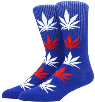 Jumada's - Wietsokken - Cannabissokken - Wiet - Cannabis - blauw-wit-rood - Unisex sokken - Maat 36-45