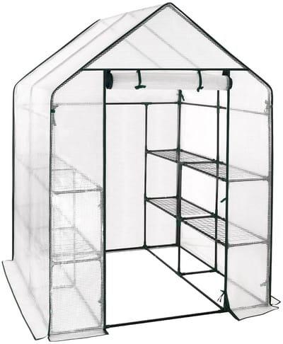 Velmio Kweekkas - Tuinkas - Foliekas - Moestuin - Weerbestendige Plantenkas - Middelgroot - 143x143x195 cm - Wit