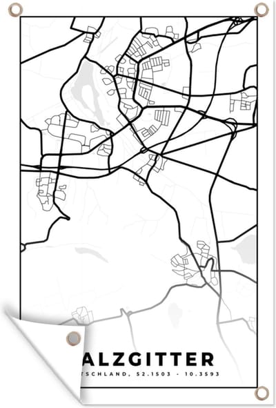 Muurdecoratie Stadskaart - Salzgitter - Plattegrond - Kaart - 120x180 cm - Tuinposter - Tuindoek