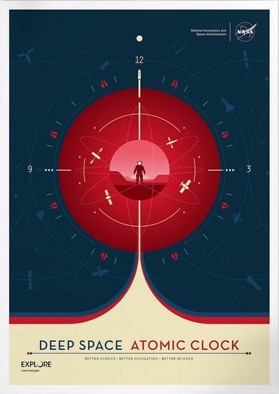 Deep Space Atomic Clock (Red) | Space, Astronomie & Ruimtevaart Poster | A3: 30x40 cm