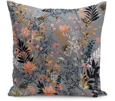 De Groen Home BLOEM Sierkussen Velvet - 45x45 - Grijs - Inclusief binnenkussen - Fluweel