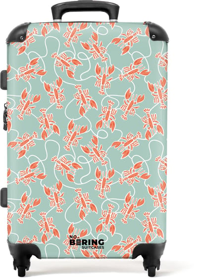NoBoringSuitcases.com - Grote koffer - Kreeft print groen - Kinderkoffer geschikt voor jongen en meisjes - Reiskoffer met 4 wielen - Trolley op wieltjes - Rolkoffer groot kinderen - 72 liter - Ruimbagage valies 20kg