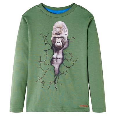 vidaXL - Kindershirt - met - lange - mouwen - 116 - lichtkakikleurig
