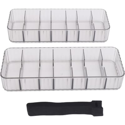 2 stuks Kabelmanagementdoos met 20 Kabelbinders Stapelbaar Transparant Stroomkabel Organizer met 7 white