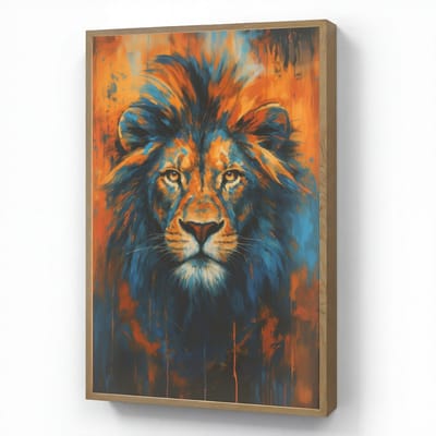 Wandlamp 60x90 cm - Oplaadbaar - Schilderij - Leeuwenkop - Oranje - Wandlampen binnen woonkamer - Slaapkamer lamp - Decoratieve nachtlamp - Vloerlamp draadloos
