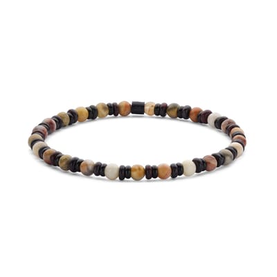 7FB-0827 – Frank 1967 – Heren Armband – Kralenarmband 4 mm – Agaat Jasper & Spacer – Zwartkleurig