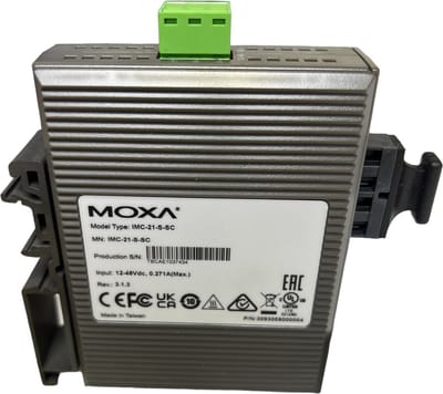 Moxa IMC-21-S-SC, 100 Mbit/s, 10/100Base-T(X), 100Base-FX, Bedraad, 40000 m, 1310 nm, -36 dBmW