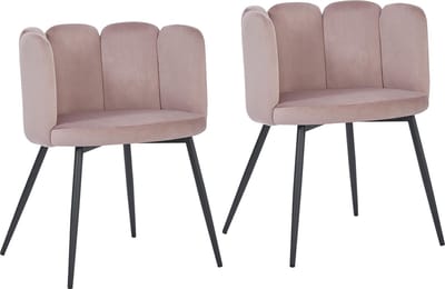 BukkitBow – Eetkamerstoel / Bureaustoel met Bloembladontwerp – Geschikt als Make-up Stoel - Fluweel & Metalen Onderstel - Velvet / Fluweel – 2 Stuks - Roze
