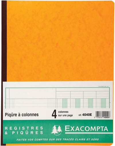 Exacompta registers, ft 32 x 25 cm, 4 kolommen op 1 bladzijde, 31 lijnen, 80 bladzijden 5 stuks