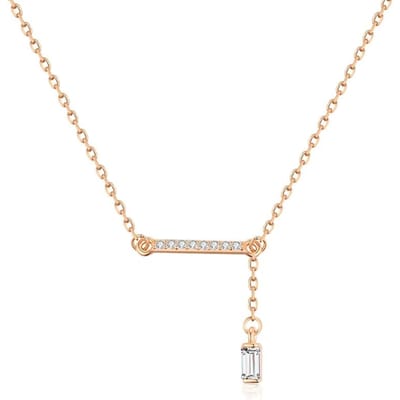 Collier pendentif carré en zircon naturel de luxe pour femme Tendance Couleur Or Rose Haute Qualité Bijoux fins quotidiens beige
