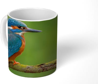 Mok - Koffiemok - IJsvogel - Tak - Mos - Vogel - Groen - Mokken - 350 ML - Beker - Koffiemokken - Theemok