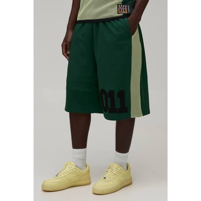Loopback Netted Panel 011 Jersey Jort | Forest | Size XS