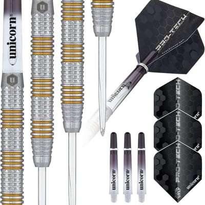 90% Tungsten Steeltip Darts Set Pro-Tech Stijl 3 met Gouden Accenten en Volume Points - 25g