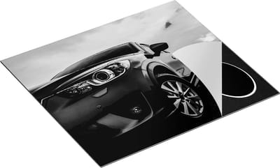 Chefcare Inductie Beschermer Blauwe Sportwagen Auto bij Zonsondergang - Zwart Wit - 60x50 cm - Afdekplaat Inductie - Kookplaat Beschermer - Inductie Mat
