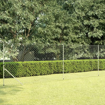 vidaXL - Gaashek - met - palen - 15x1,5 - m - gegalvaniseerd - staal - zilverkleurig