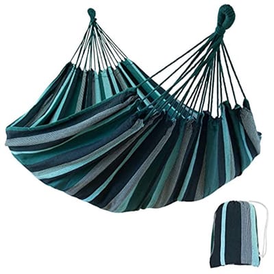 XXL Hangmat voor 2 Personen - 220 x 160 cm | Smaragd of Aqua | TÜV Getest tot 300 kg | Ademend Katoen | Inclusief Draagtas