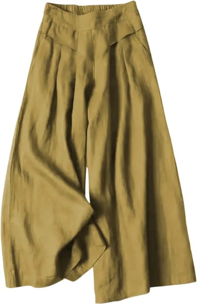 Livano Linnen Broek Dames - Zomerbroek - Volwassenen - Lange Broek - Pantalon - Strandbroek - Zomer - Ibiza Stijl - Donkergeel - Maat S