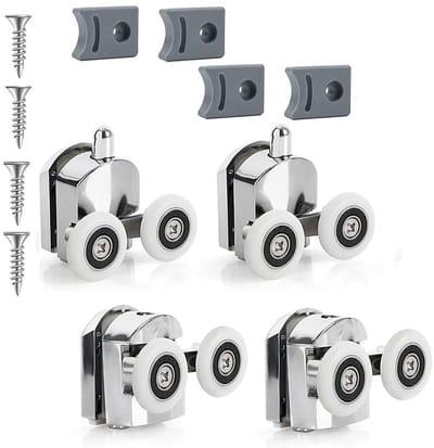 JHUBERS- Schuifdeurrollen 23 mm - Vervangwielen voor Douchecabine - Anticollisie Lock - Inclusief Schroeven - Geschikt voor Glasdikte 4-6 mm - Deurrollen