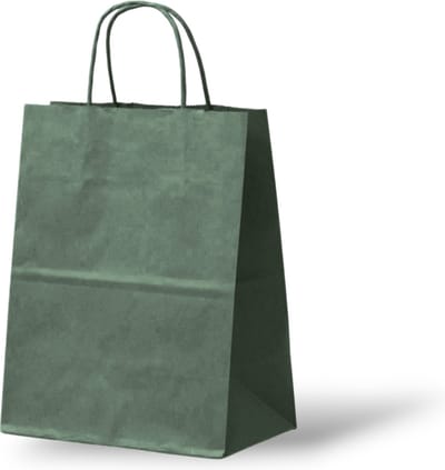 Papieren Draagtas (S) - 50 Stuks - Leger Groen/Kraft - 18x8x24 cm - Papieren Tasjes - Kraft Tas - Tassen - Cadeau Tas - Hoogwaardig Natron Kraft Papier - Eco-vriendelijk - Ideaal voor Geschenken