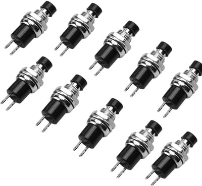 Solidchoice - Dailygoody - Mini Momentary Push Button Switch - 10 Stuks - Auto Reset - Zwart - Duurzaam - Betrouwbaar - Elektronische schakelaars - Voor hobbyprojec