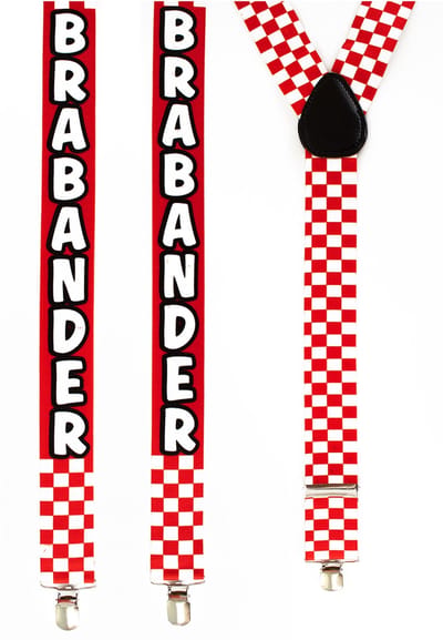 PartyXplosion Carnaval verkleed bretels Brabant - Brabander - rood met wit geblokt - volwassenen