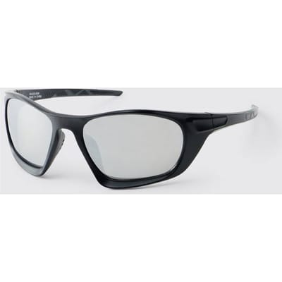 Plastic Zilveren Lens Racer Zonnebril | Black