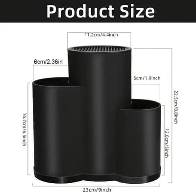 3-in-1 Universele Messenveiligheidsstand Keukenstand Combinatie Keukengerei Afdruipstand Zwarte Gereedschapshouder black
