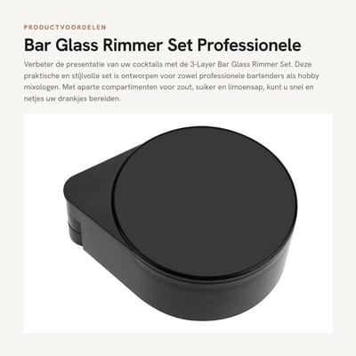 Dailygoods- Glazen Rimmer 3-Lagen Organizer - Zout/Suiker/Limoen - Bartender Tools - Compacte Set - Acryl - 16cm x 20cm x 7.2cm - Cocktail Rimmer