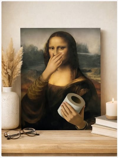 Canvas poster - toilet Posters - Mona Lisa - Smelly Lisa - muurposter - binnenposter - Mona Lisa - muur posters - vintage posters - Kado - Zonder lijst - Posters - Vintage posters - Trendy