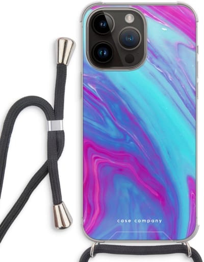 Case Company® - Hoesje met koord geschikt voor iPhone 14 Pro Max hoesje met Koord - Zweverige regenboog - Telefoonhoesje met Zwart Koord - Bescherming aan alle Kanten en Over de Schermrand