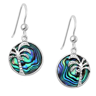 EAR IT UP - Oorbellen - Palm - Abalone - Haak - 925 sterling zilver - 15 x 30 mm - 1 paar