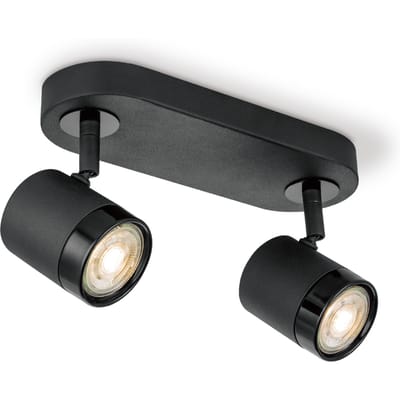 Home Sweet Home - Moderne LED Opbouwspot Manu - Zwart - 24/9.5/15cm - 2 lichts plafondspot - gemaakt van metaal - voor Woonkamer en Slaapkamer