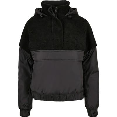 Urban Classics - Sherpa Mix Pullover Jas - S - Zwart