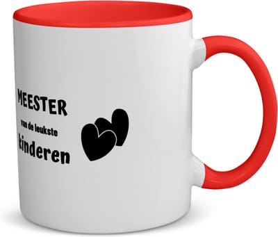 Akyol - meester van de leukste kinderen koffiemok - theemok - rood - Meester - de leukste meester - verjaardag - cadeautje voor meester - kado - geschenk - 350 ML inhoud
